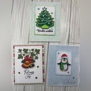Set of 3 Embroidered Christmas Cards